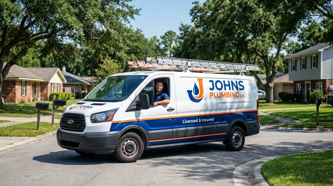 Johns Plumbing LLC service van in West Hollywood, CA